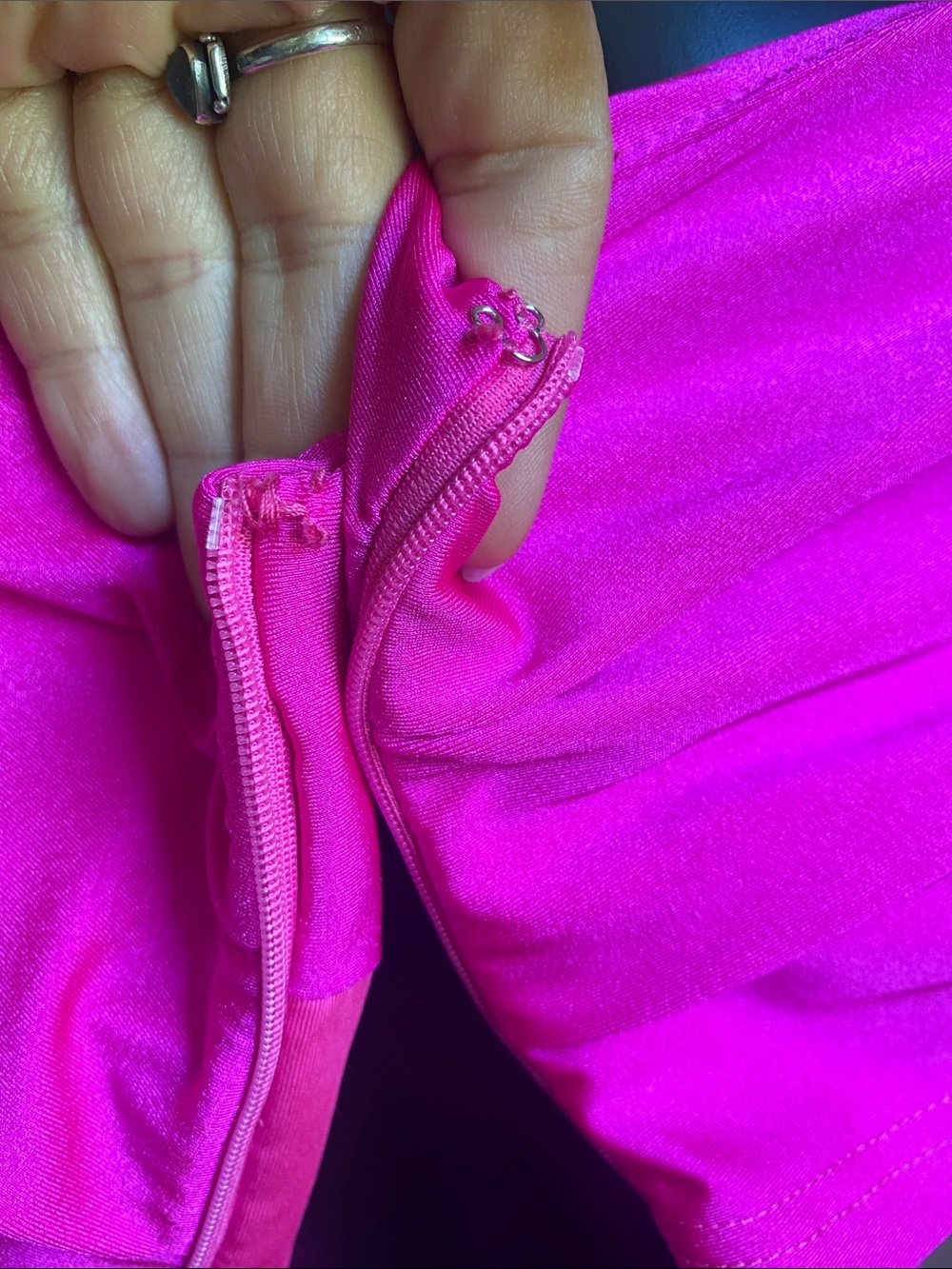 Azalea Wang Fuchsia Pink Barbiecore Glam TayTay Draped Cowl Mini Dress - Picture 13 of 13